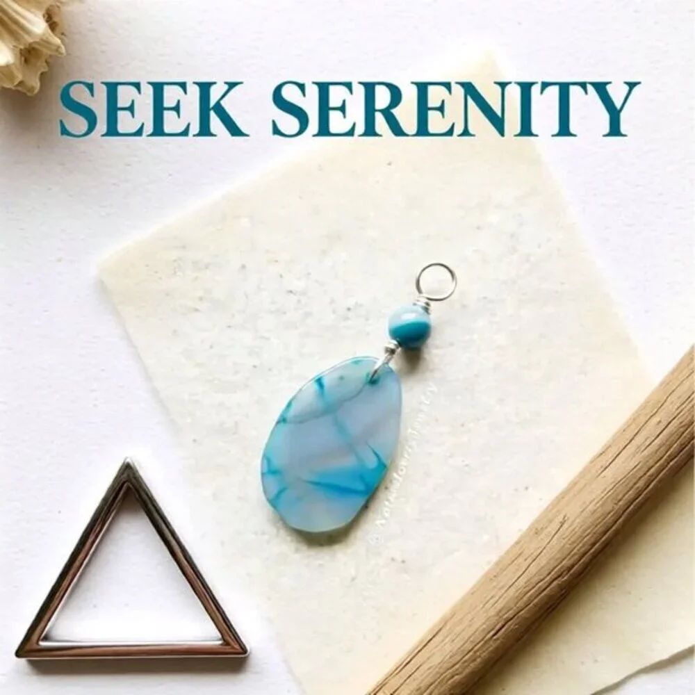 Milky Pale Aqua Agate Geode Pendant - Beach Ocean Coastal - Handmade Jewelry